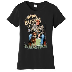 Trump With Dog Duck Waterfowl Hunting Camo President Trump Women's T-Shirt