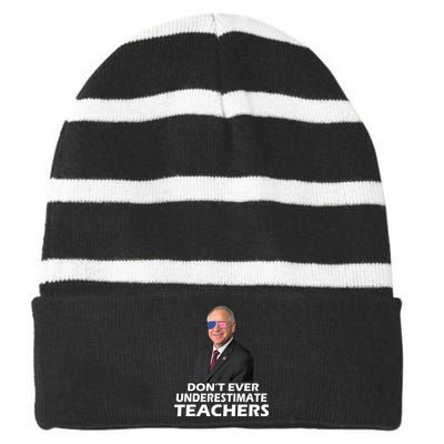 Tim Walz Don’T Ever Underestimate Teachers Tim Walz 2024 For President Striped Beanie with Solid Band