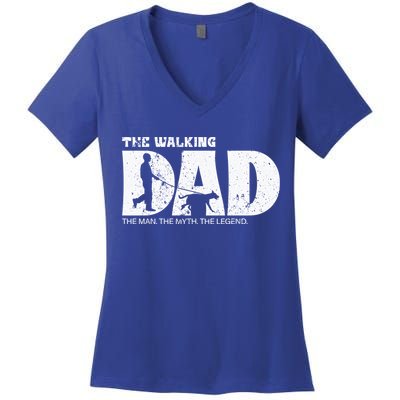 The Walking Dad The The Myth The Legend Meaningful Gift Women's V-Neck T-Shirt