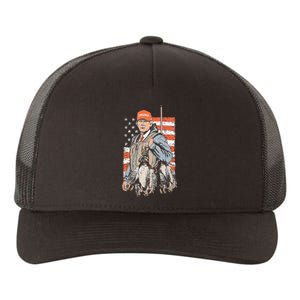 Trump With Dog Duck Waterfowl Hunting Deer American Flag Yupoong Adult 5-Panel Trucker Hat