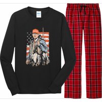 Trump With Dog Duck Waterfowl Hunting Deer American Flag Long Sleeve Pajama Set