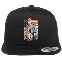 Trump With Dog Duck Waterfowl Hunting Deer American Flag Flat Bill Trucker Hat