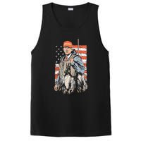 Trump With Dog Duck Waterfowl Hunting Deer American Flag PosiCharge Competitor Tank