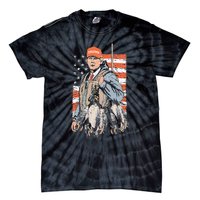 Trump With Dog Duck Waterfowl Hunting Deer American Flag Tie-Dye T-Shirt