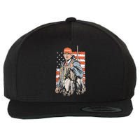 Trump With Dog Duck Waterfowl Hunting Deer American Flag Wool Snapback Cap