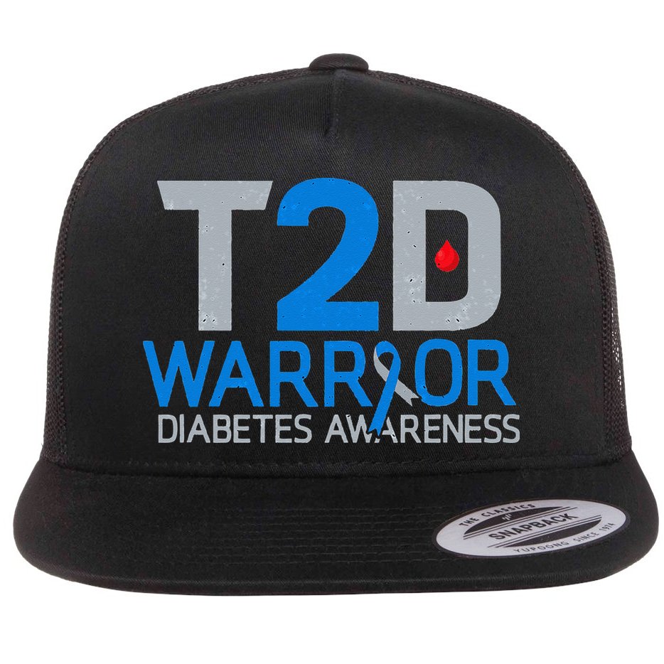 T2D Warrior Diabetes Awareness Type 2 Diabetic Fighter Flat Bill Trucker Hat