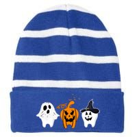 Teeth Witch Dentist Ghost Pumpkin Scary Halloween Costumes Gift Striped Beanie with Solid Band