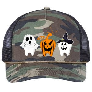 Teeth Witch Dentist Ghost Pumpkin Scary Halloween Costumes Gift Retro Rope Trucker Hat Cap