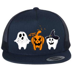 Teeth Witch Dentist Ghost Pumpkin Scary Halloween Costumes Gift Flat Bill Trucker Hat