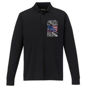 Those Who Disrespect Our Flag Have Never Been Handed A Folded One Performance Long Sleeve Polo