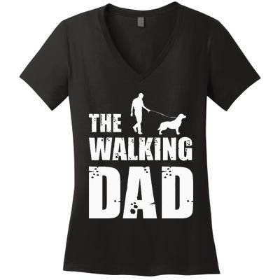 The Walking Dad Golden Retriever Dog Owner Dog Breed Gift Women's V-Neck T-Shirt