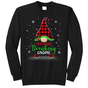 The Wine Drinking Gnome Christmas Gift Xmas Matching Buffalo Plaid Sweatshirt