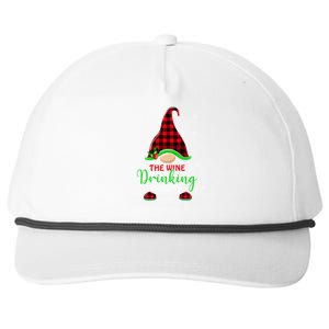 The Wine Drinking Gnome Christmas Gift Xmas Matching Buffalo Plaid Snapback Five-Panel Rope Hat