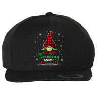 The Wine Drinking Gnome Christmas Gift Xmas Matching Buffalo Plaid Wool Snapback Cap