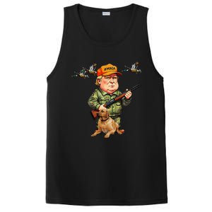 Trump With Dog Duck Waterfowl Hunting Camo President Trump PosiCharge Competitor Tank