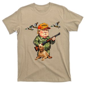 Trump With Dog Duck Waterfowl Hunting Camo President Trump T-Shirt