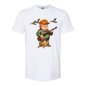 Trump With Dog Duck Waterfowl Hunting Camo President Trump Softstyle CVC T-Shirt