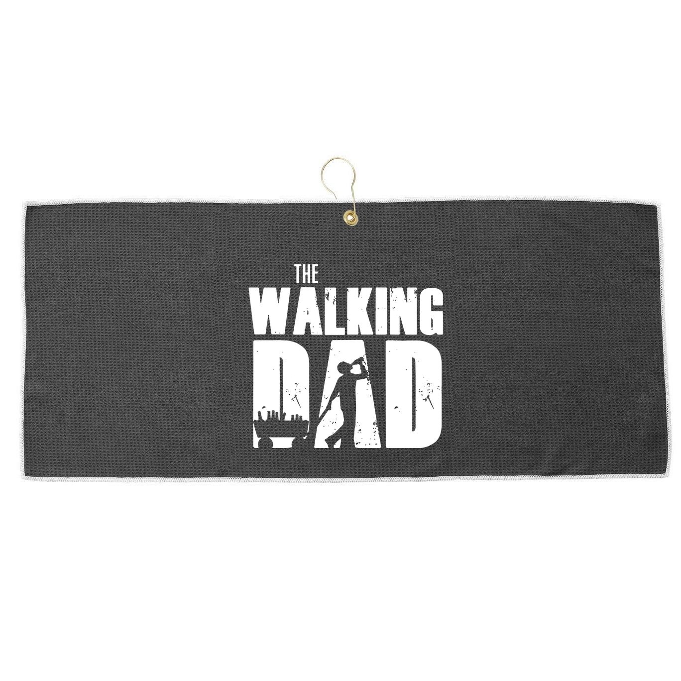 The Walking Dad Beer Fathers Day Large Microfiber Waffle Golf Towel