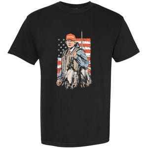 Trump With Dog Duck Waterfowl Hunting Deer Garment-Dyed Heavyweight T-Shirt