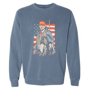 Trump With Dog Duck Waterfowl Hunting Deer Garment-Dyed Sweatshirt