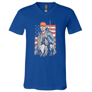 Trump With Dog Duck Waterfowl Hunting Deer V-Neck T-Shirt