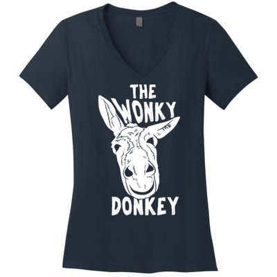 The Wonky Donkey Funny Donkey Lover Farm Animal Women's V-Neck T-Shirt