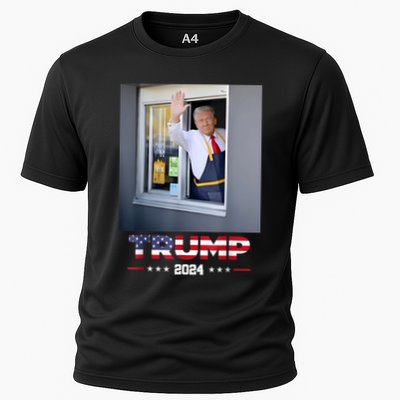 Trump Works Drive Thru Trump Serving French Fries Performance Shirt