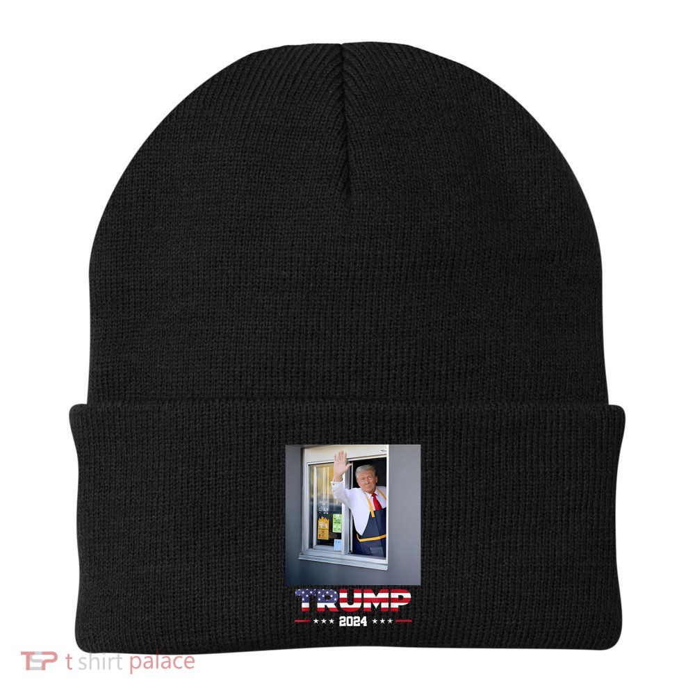 Trump Works Drive Thru Trump Serving French Fries Beanie