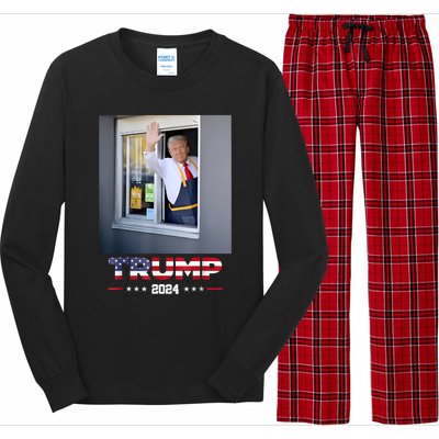 Trump Works Drive Thru Trump Serving French Fries Long Sleeve Pajama Set