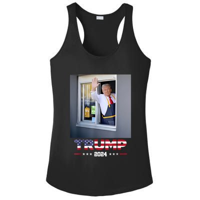 Trump Works Drive Thru Trump Serving French Fries Ladies PosiCharge Competitor Racerback Tank