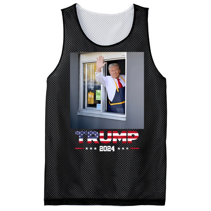 Trump Works Drive Thru Trump Serving French Fries Mesh Reversible Basketball Jersey Tank