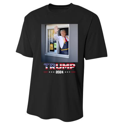 Trump Works Drive Thru Trump Serving French Fries Performance Sprint T-Shirt