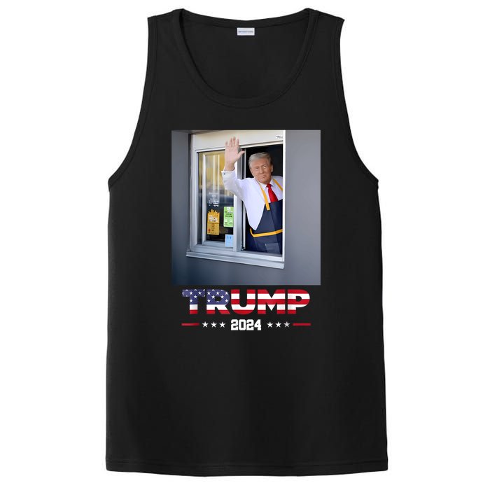 Trump Works Drive Thru Trump Serving French Fries PosiCharge Competitor Tank