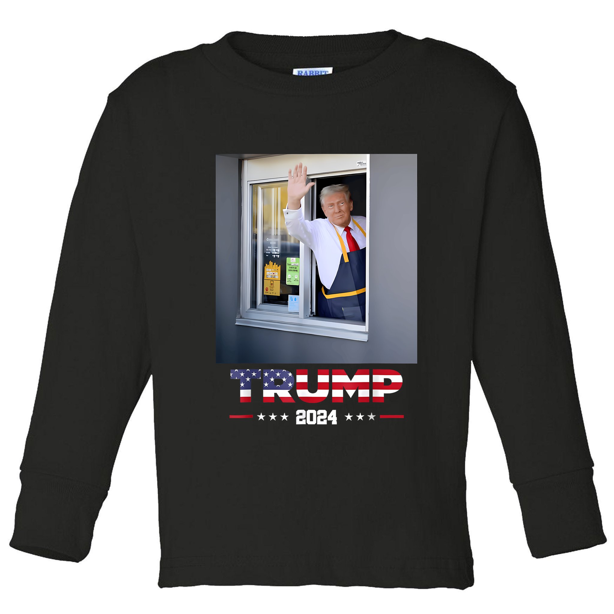 Trump Works Drive Thru Trump Serving French Fries Toddler Long Sleeve Shirt