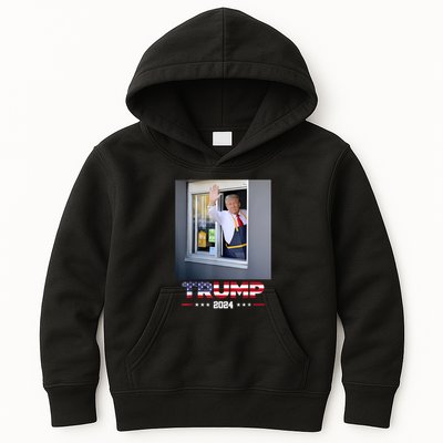 Trump Works Drive Thru Trump Serving French Fries Kids Hoodie