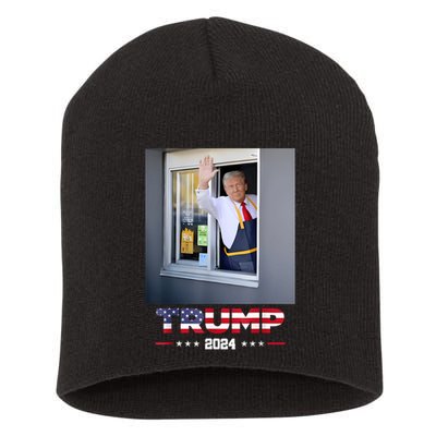 Trump Works Drive Thru Trump Serving French Fries Short Acrylic Beanie