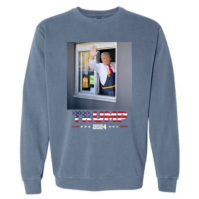 Trump Works Drive Thru Trump Serving French Fries Garment-Dyed Sweatshirt