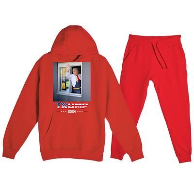 Trump Works Drive Thru Trump Serving French Fries Premium Hooded Sweatsuit Set