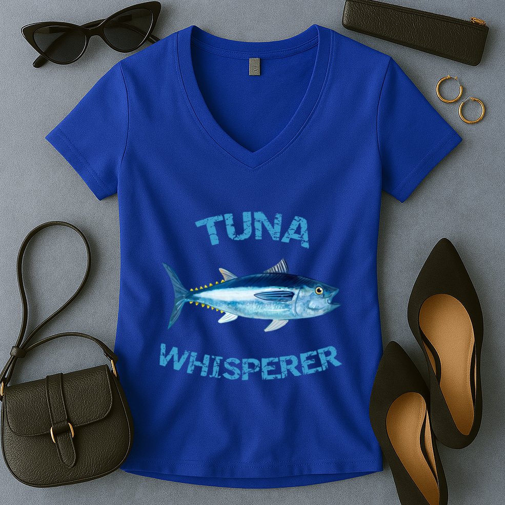 Tuna Whisperer Deep Sea Fishing Tuna Fish Bluefin Tuna Gift Women's V-Neck T-Shirt