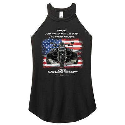 Three Wheels Do Both! USA Flags Trike Gift Women's Perfect Tri Rocker Tank