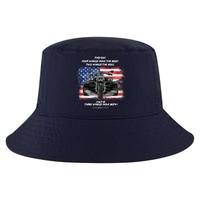 Three Wheels Do Both! USA Flags Trike Gift Cool Comfort Performance Bucket Hat