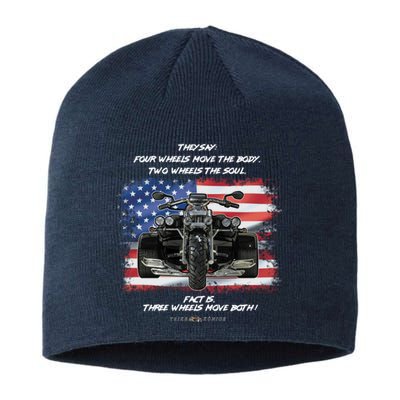 Three Wheels Do Both! USA Flags Trike Gift Sustainable Beanie