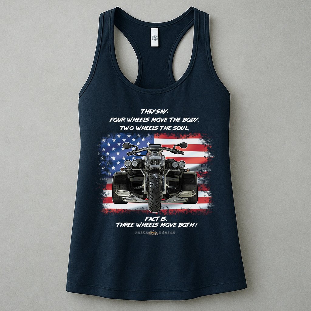 Three Wheels Do Both! USA Flags Trike Gift Womens Tank Top