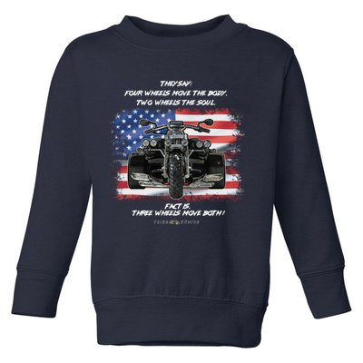 Three Wheels Do Both! USA Flags Trike Gift Toddler Sweatshirt