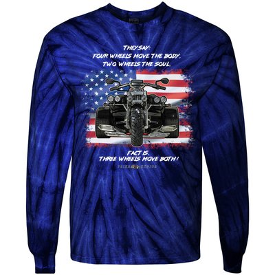 Three Wheels Do Both! USA Flags Trike Gift Tie-Dye Long Sleeve Shirt