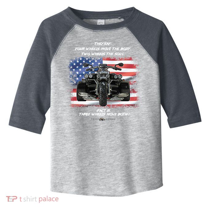 Three Wheels Do Both! USA Flags Trike Gift Toddler Fine Jersey T-Shirt