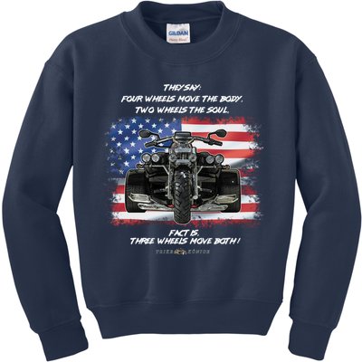 Three Wheels Do Both! USA Flags Trike Gift Kids Sweatshirt