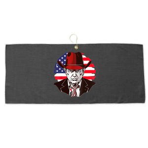 Trump Won Daddys Home Trump Cowboy Hat Large Microfiber Waffle Golf Towel