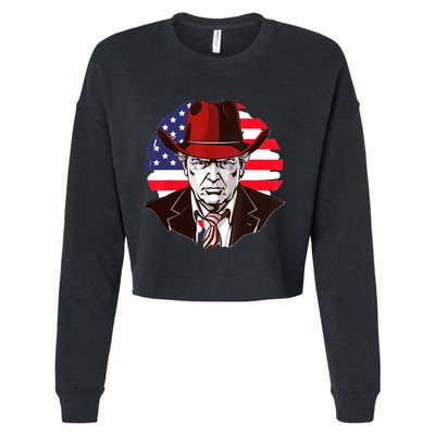 Trump Won Daddys Home Trump Cowboy Hat Cropped Pullover Crew