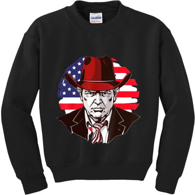 Trump Won Daddys Home Trump Cowboy Hat Kids Sweatshirt